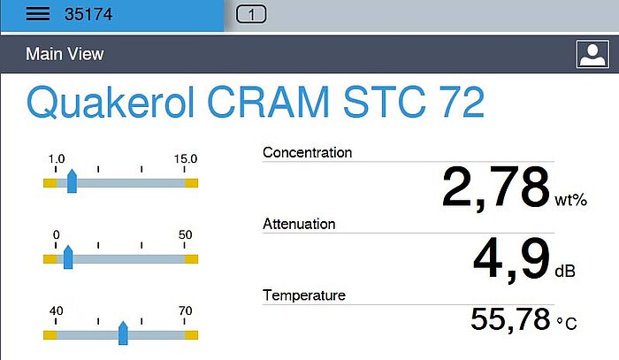 Visualização do controlador LiquiSonic® Quakerol